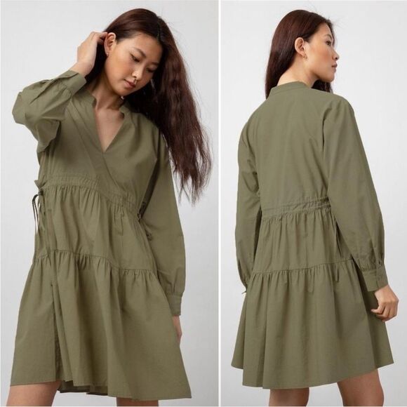 Rails Ivy Mini Moss Green Tie Waist Tiered Dress Women's Size Small - Picture 1 of 14